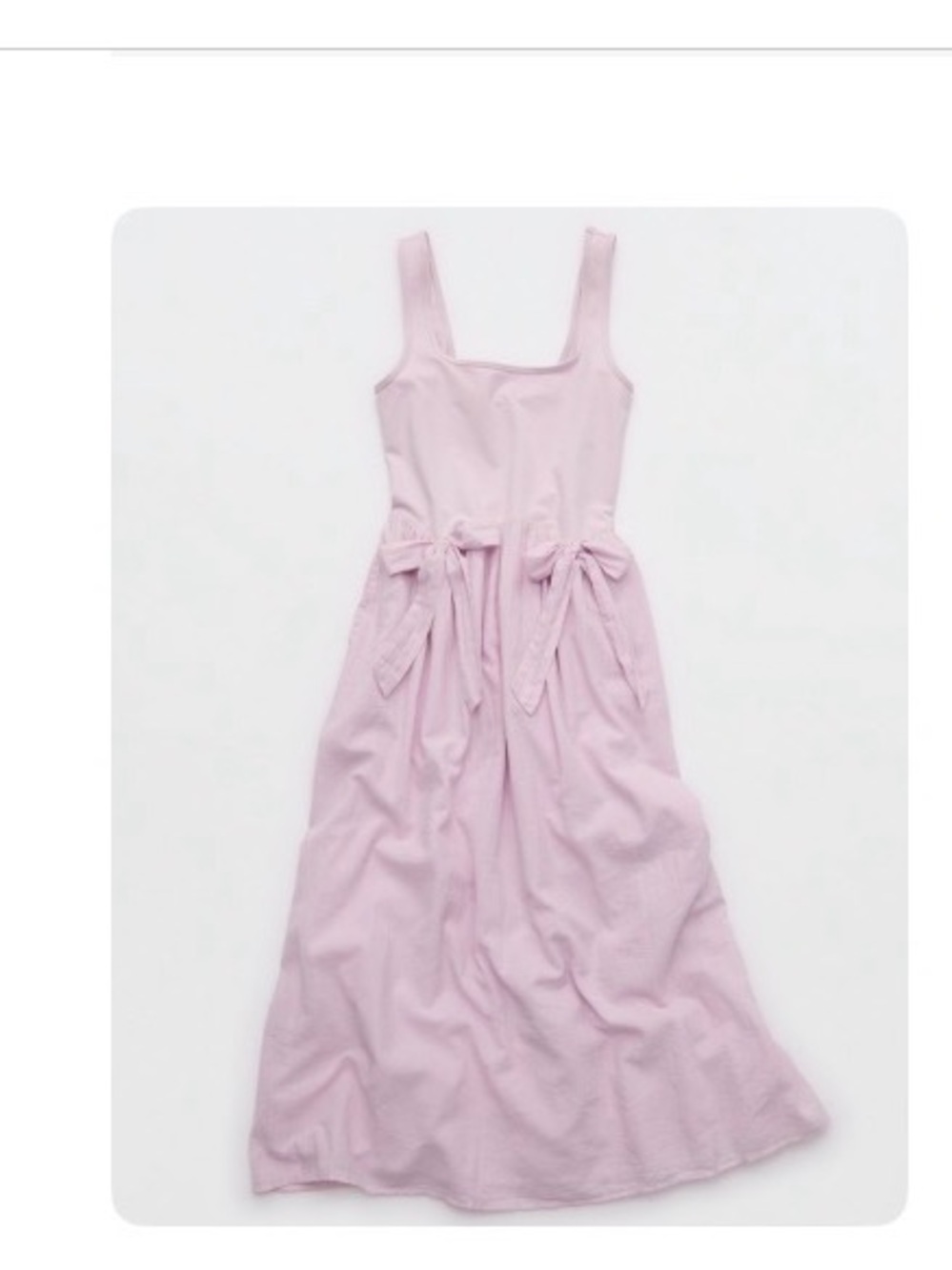 aerie Pale Pink Midi Dress with Twin Waist Bows